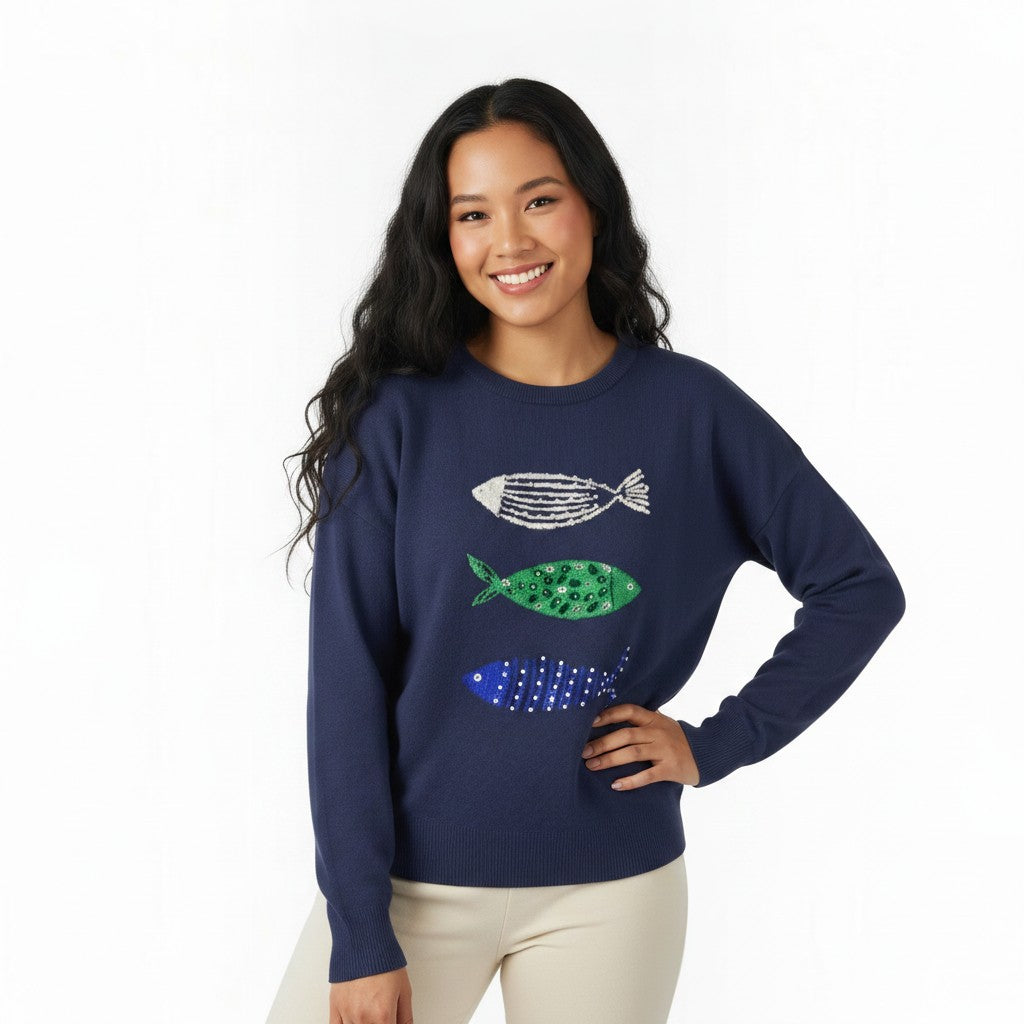 Alice Collins - Verna Pullover - Rich Navy - 037A282 - Wildvine Clothing, Spalding, Lincolnshire