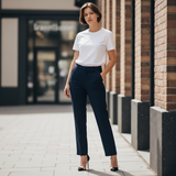 Pinnns - Ladies - Essential 27" Elasticated Waist Flannel Trouser - Iris - Navy - Wildvine Clothing, Spalding, Lincolnshire