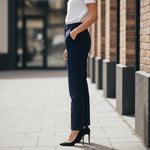 Pinnns - Ladies - Essential 27" Elasticated Waist Flannel Trouser - Iris - Navy - Wildvine Clothing, Spalding, Lincolnshire