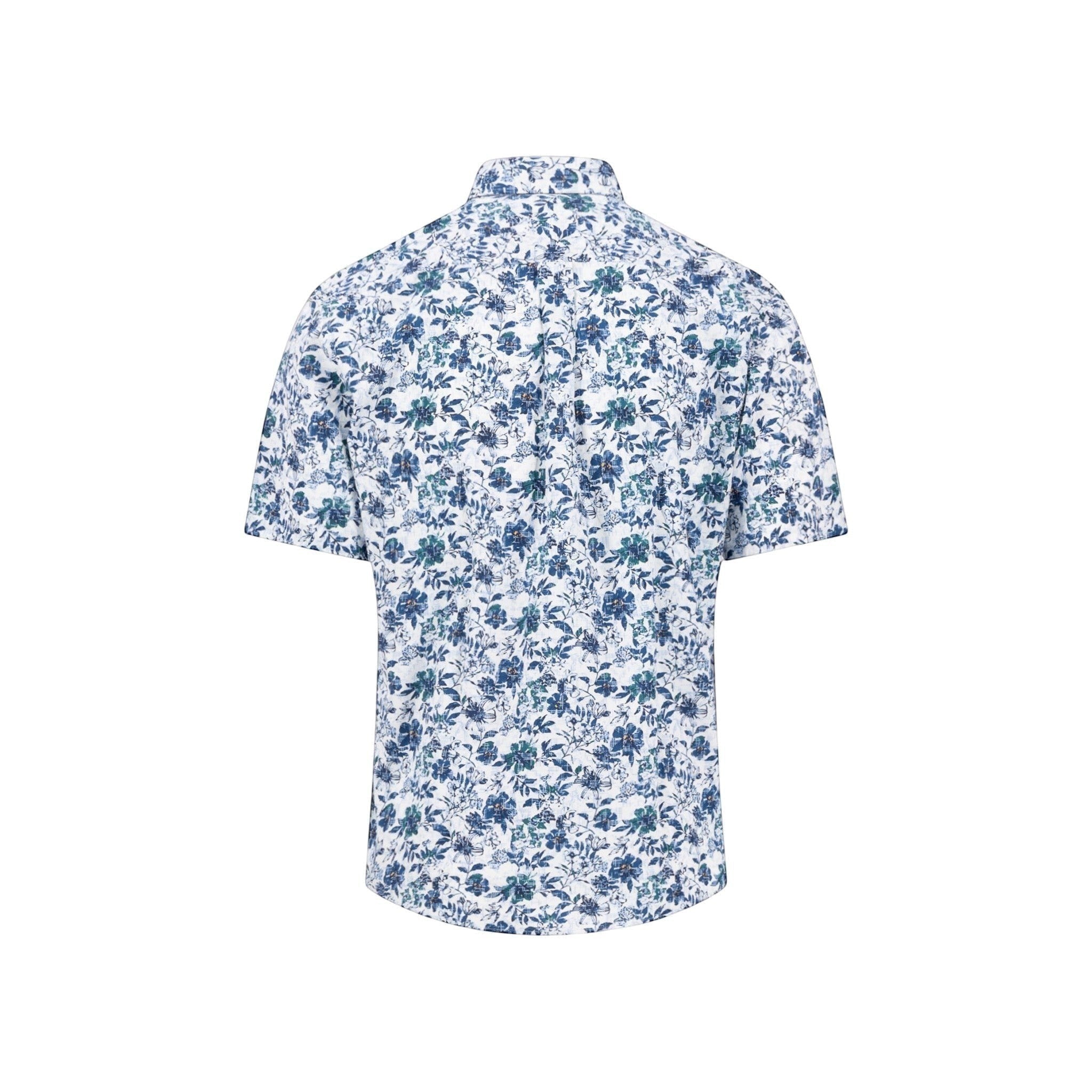 Fynch-Hatton Men's Regular Short Sleeve Casual Shirt - Premium Floral Print – Navy - Wildvine Clothing, Spalding, Lincolnshire