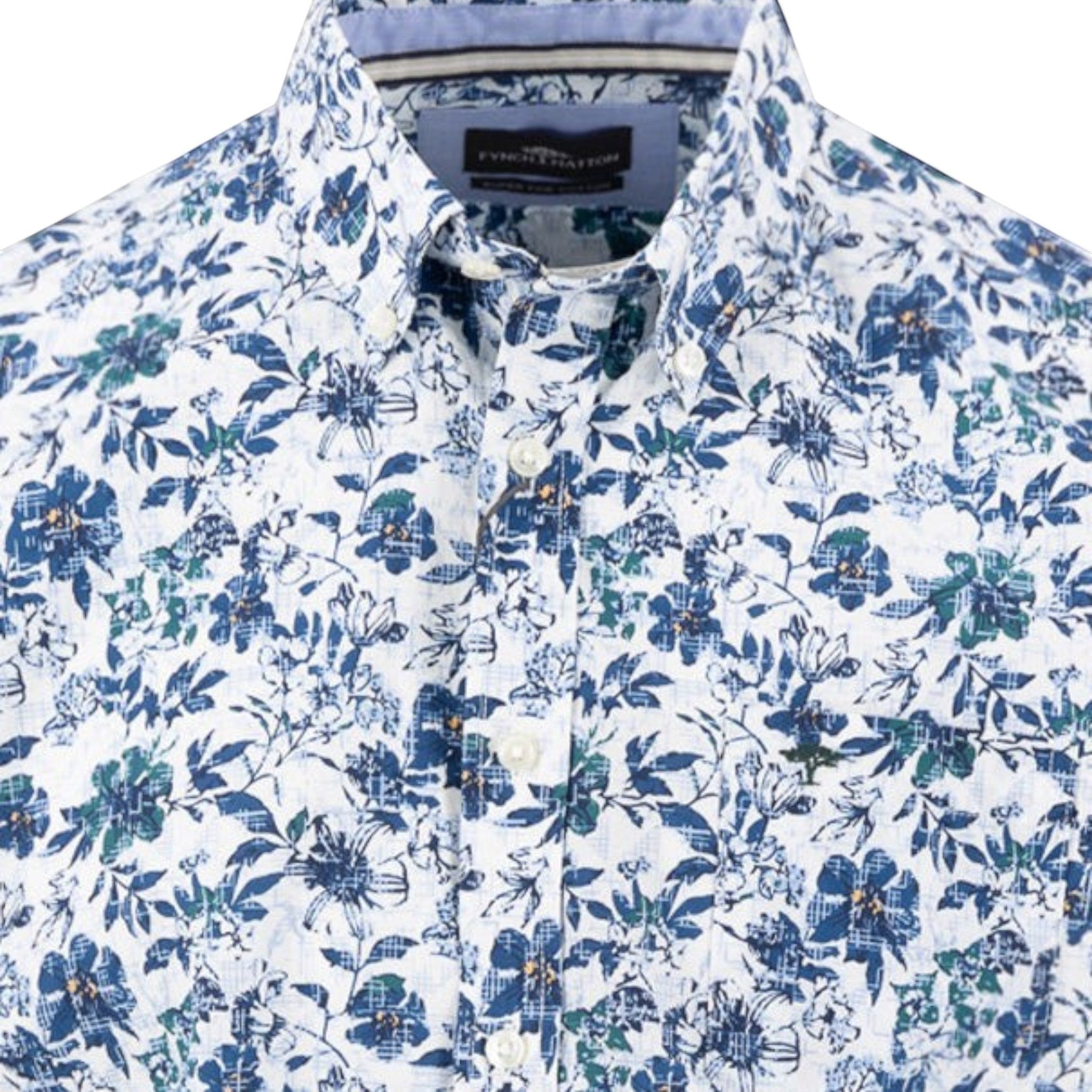 Fynch-Hatton Men's Regular Short Sleeve Casual Shirt - Premium Floral Print – Navy - Wildvine Clothing, Spalding, Lincolnshire