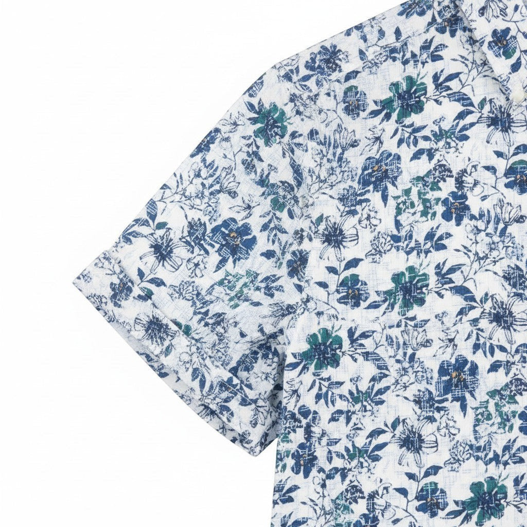 Fynch-Hatton Men's Regular Short Sleeve Casual Shirt - Premium Floral Print – Navy - Wildvine Clothing, Spalding, Lincolnshire