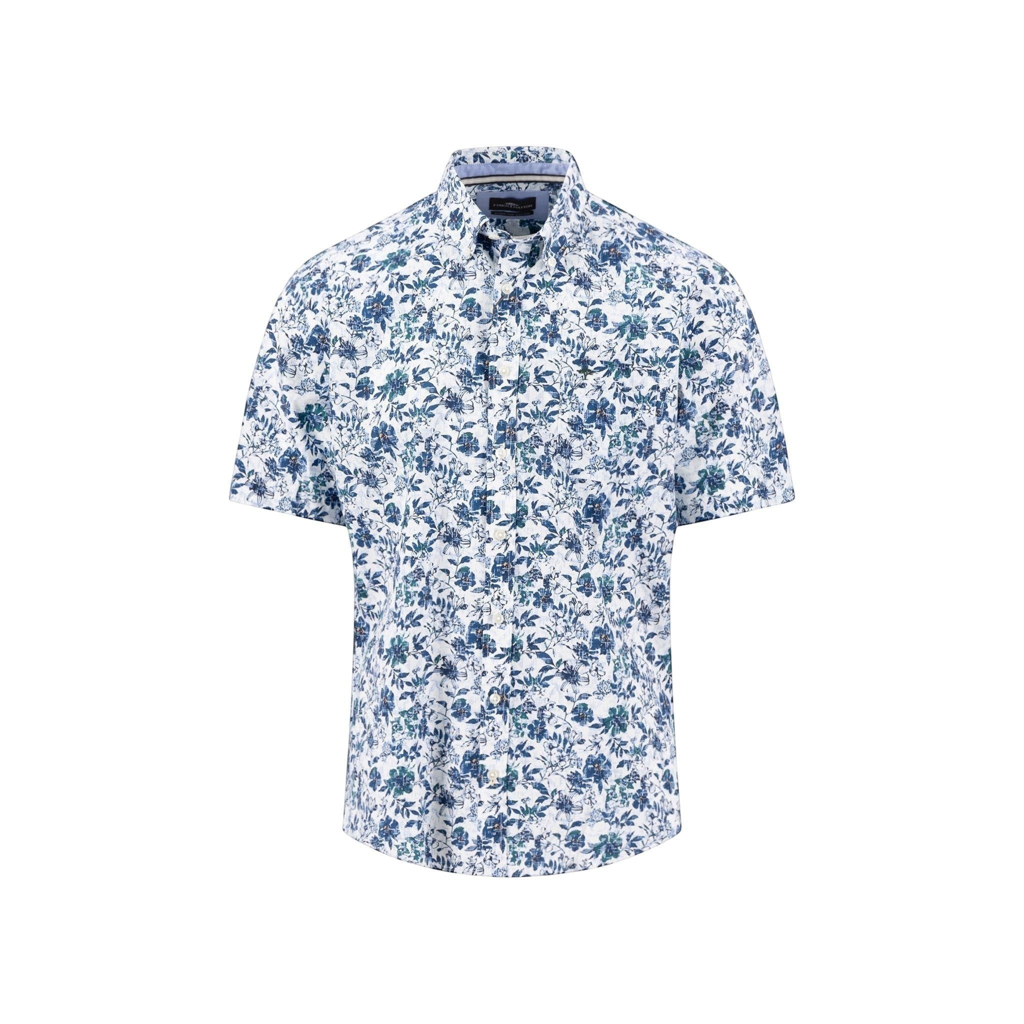 Fynch-Hatton Men's Regular Short Sleeve Casual Shirt - Premium Floral Print – Navy - Wildvine Clothing, Spalding, Lincolnshire