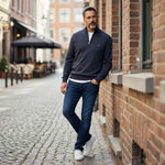 Fynch-Hatton - Mens Knitwear - Zip Troyer - Navy - Wildvine Clothing, Spalding, Lincolnshire