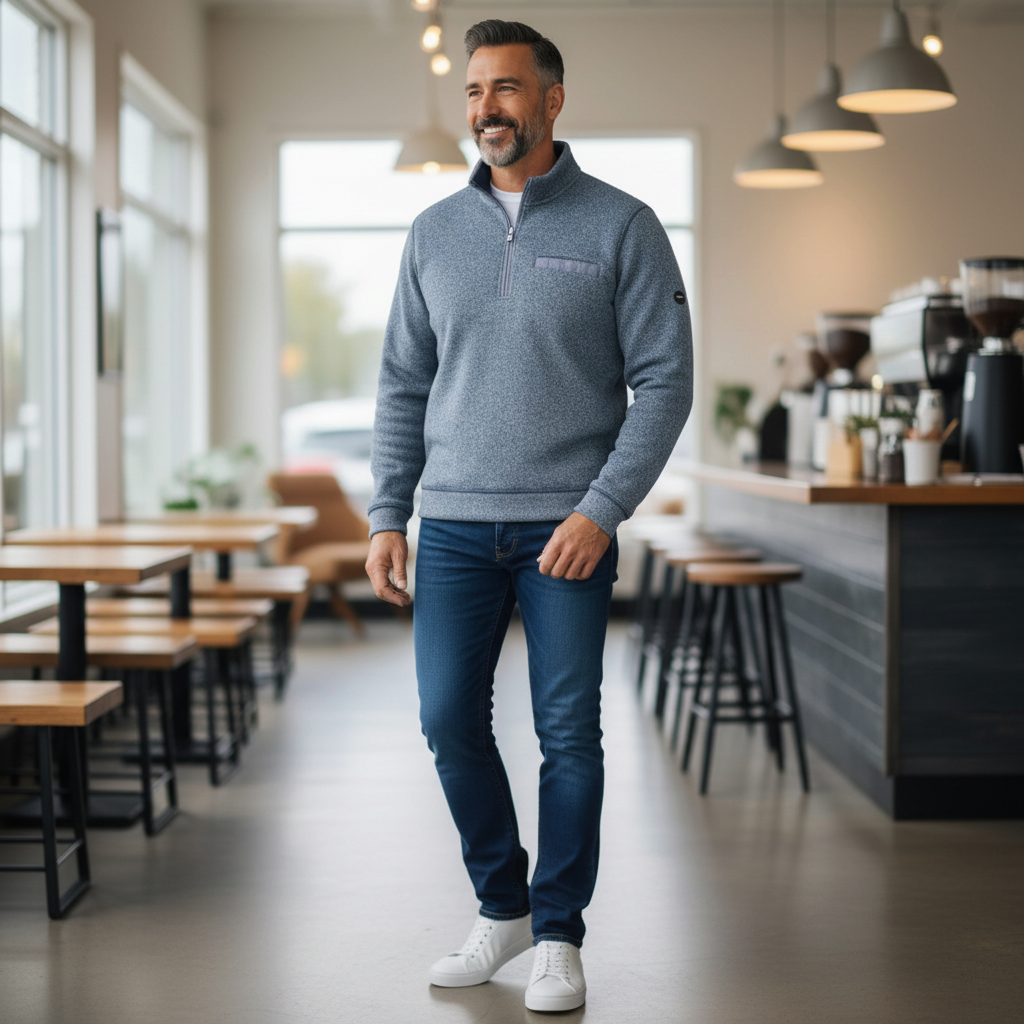 DG's Drifter Mens - Half Zip Casual Sweatshirt - Navy - 355703-78 - Wildvine Clothing, Spalding, Lincolnshire