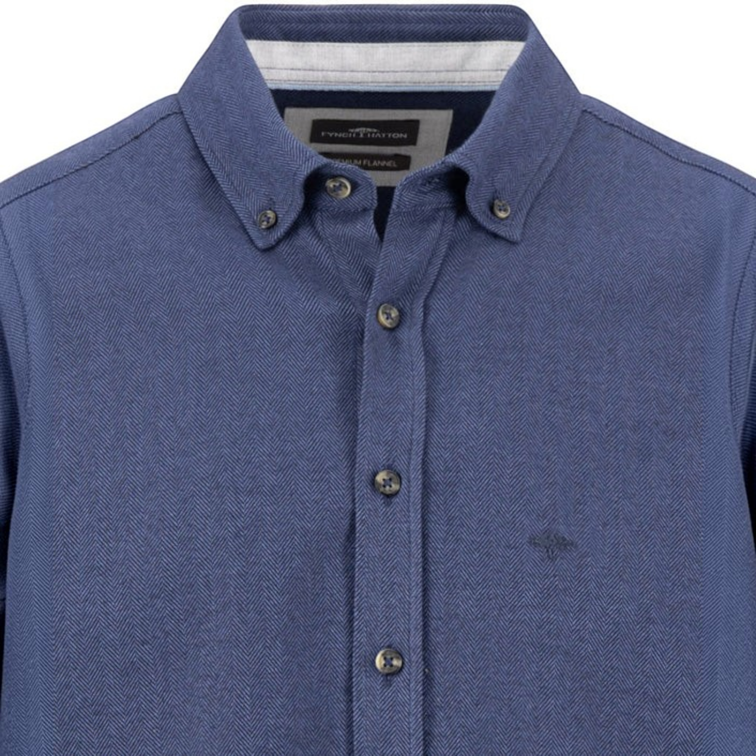 Fynch-Hatton - Mens Herringbone Shirt - Navy - 16108871 685 - Wildvine Clothing, Spalding, Lincolnshire