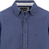 Fynch-Hatton - Mens Herringbone Shirt - Navy - 16108871 685 - Wildvine Clothing, Spalding, Lincolnshire