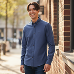 Fynch-Hatton - Mens Herringbone Shirt - Navy - 16108871 685 - Wildvine Clothing, Spalding, Lincolnshire