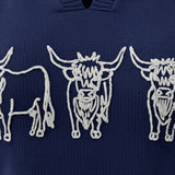 Alice Collins - Highland Cattle Slipover - Rich Navy - 037A140 - Wildvine Clothing, Spalding, Lincolnshire