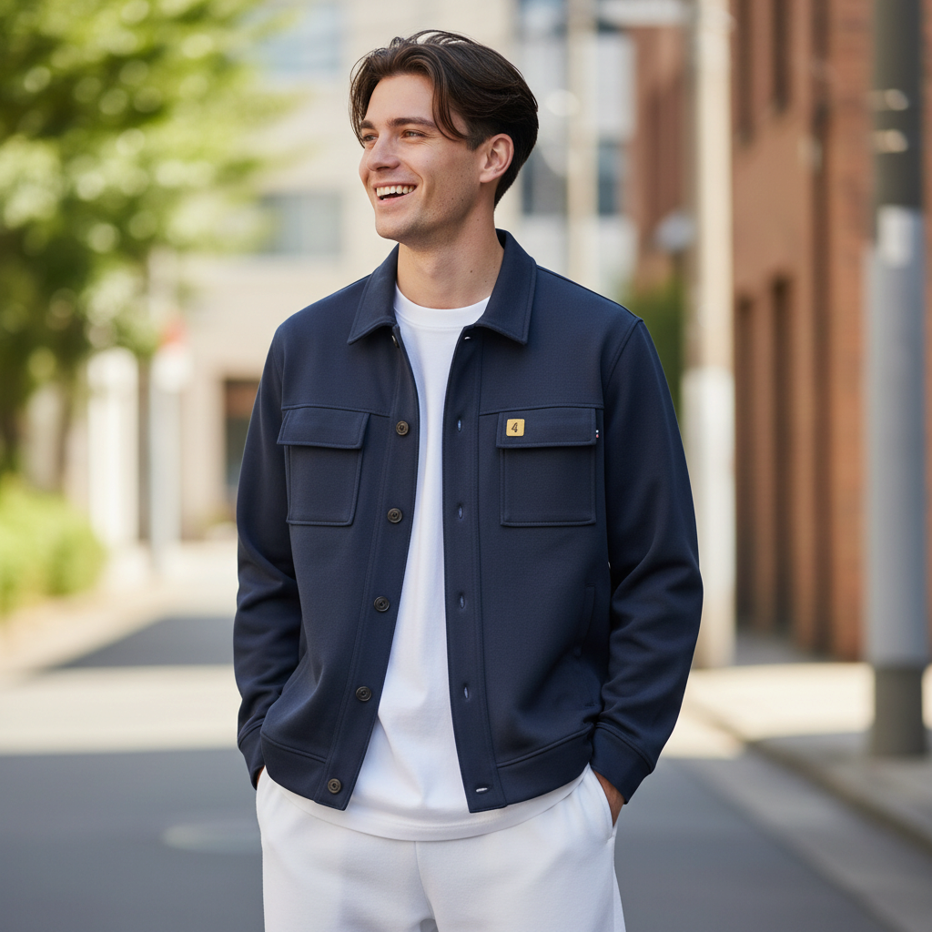 Gabicci Vintage - Mens Leigh Jersey Overshirt - Navy - V57GD06 - Wildvine Clothing, Spalding, Lincolnshire