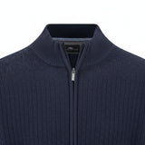 Fynch-Hatton - Mens Knitwear - Cardigan Stand-Up Strucutre - Navy 690 - Wildvine Clothing, Spalding, Lincolnshire