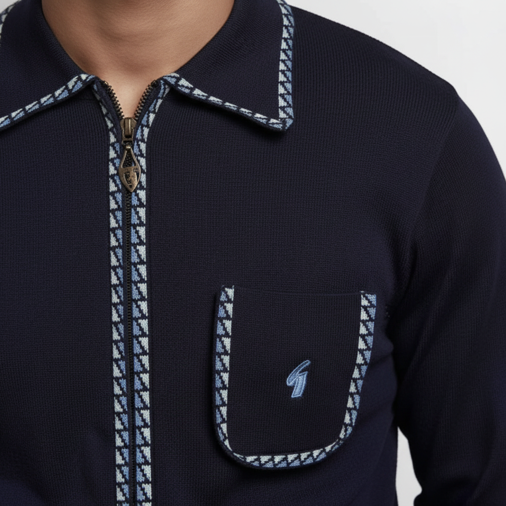 Gabicci Vintage - Mens Nick Archive Knit Polo - Navy - V57GM25 - Wildvine Clothing, Spalding, Lincolnshire