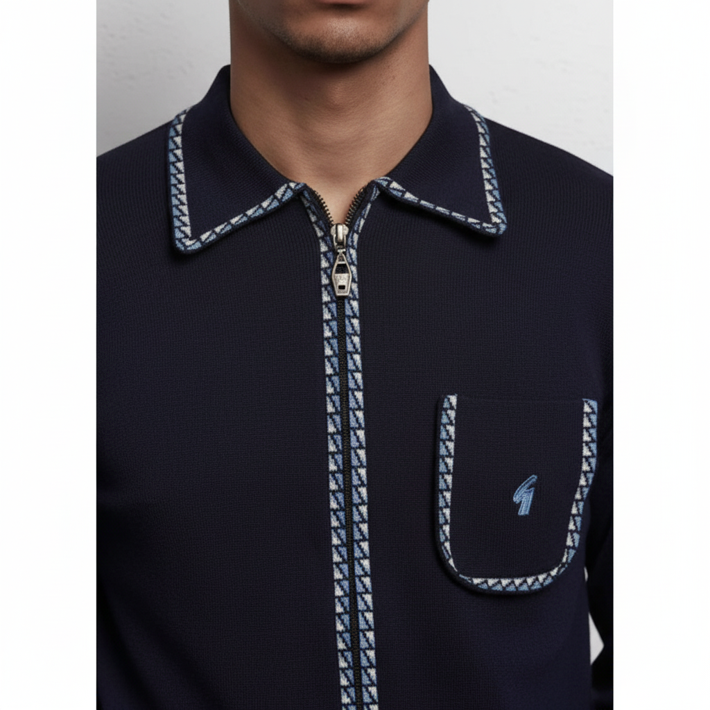 Gabicci Vintage - Mens Nick Archive Knit Polo - Navy - V57GM25 - Wildvine Clothing, Spalding, Lincolnshire