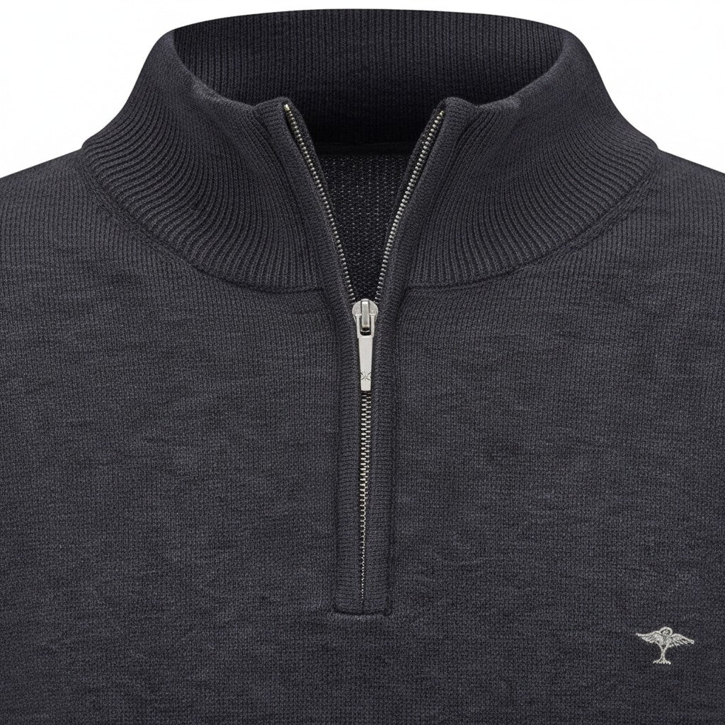 Fynch-Hatton - Mens Knitwear - Zip Troyer - Navy - Wildvine Clothing, Spalding, Lincolnshire