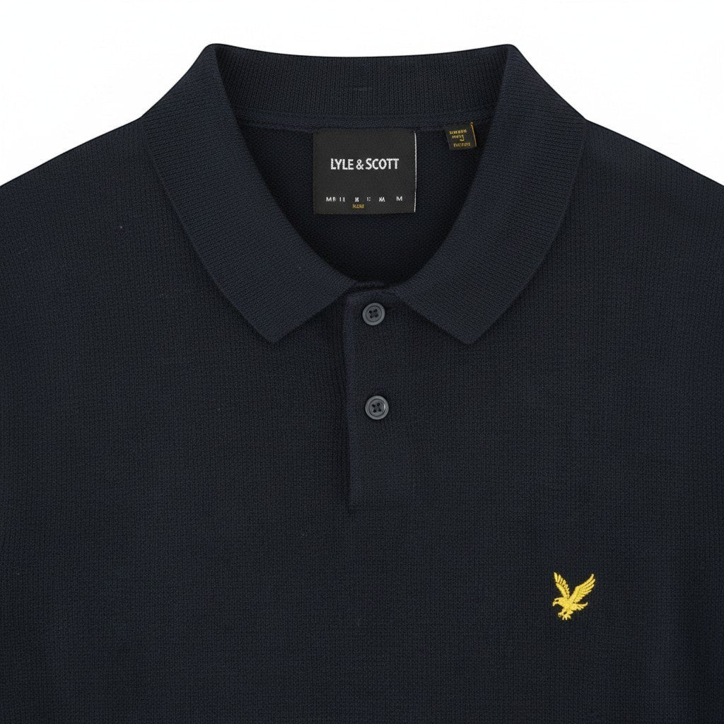 Lyle & Scott - Mens Cotton Short Sleeve Knitted Polo - Dark Navy KN2412V Z271 - Wildvine Clothing, Spalding, Lincolnshire