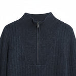 Lyle & Scott - Mens Ribbed Half Zip Jumper - Lanbs Wool - Dark Navy Marl Z56 - Wildvine Clothing, Spalding, Lincolnshire