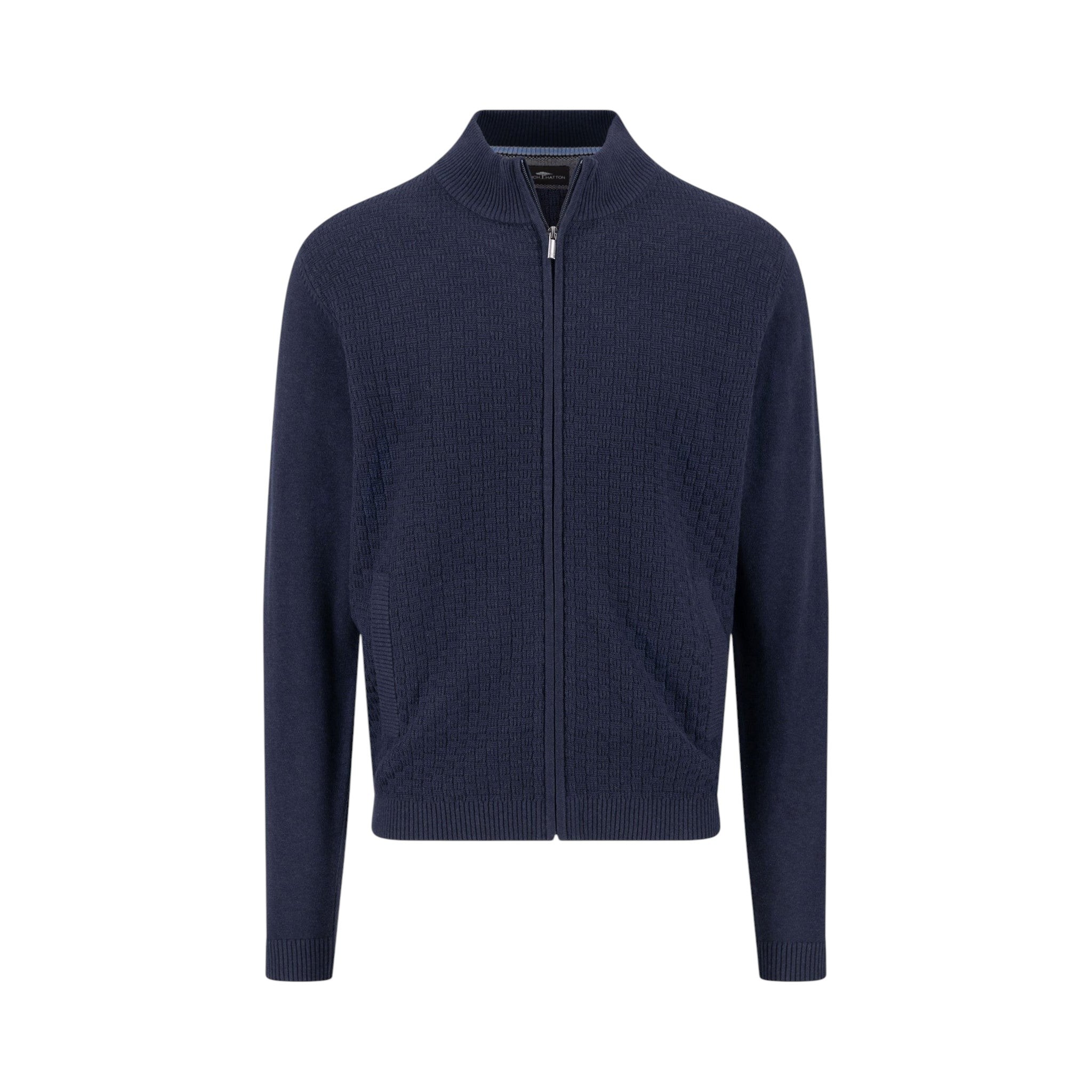 Fynch-Hatton - Mens Knitwear - Cardigan Stand-Up Strucutre - Navy 690 - Wildvine Clothing, Spalding, Lincolnshire