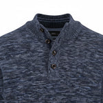 Fynch-Hatton - Mens Knitwear - Buttoned Troyer, Twisted Mouline - Navy 690 - Wildvine Clothing, Spalding, Lincolnshire