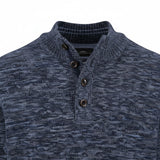 Fynch-Hatton - Mens Knitwear - Buttoned Troyer, Twisted Mouline - Navy 690 - Wildvine Clothing, Spalding, Lincolnshire
