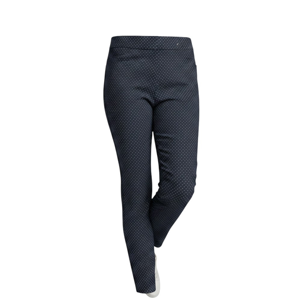 Pinnns - Ladies - Slim Leg Bengaline Ankle Grazer With Back Split - Navy Polkadot 302CT - Wildvine Clothing, Spalding, Lincolnshire