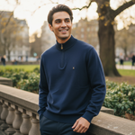 Gabicci Vintage - Naxton Knitted Quater Zip Sweater - Navy - V57GK15 - Wildvine Clothing, Spalding, Lincolnshire