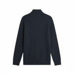 Lyle & Scott - Mens Ribbed Half Zip Jumper - Lanbs Wool - Dark Navy Marl Z56 - Wildvine Clothing, Spalding, Lincolnshire