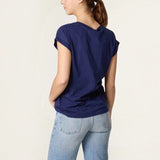 Wild Flower - Ladies - Swirl Flowers Embroidery T-Shirt - Navy - Wildvine Clothing, Spalding, Lincolnshire