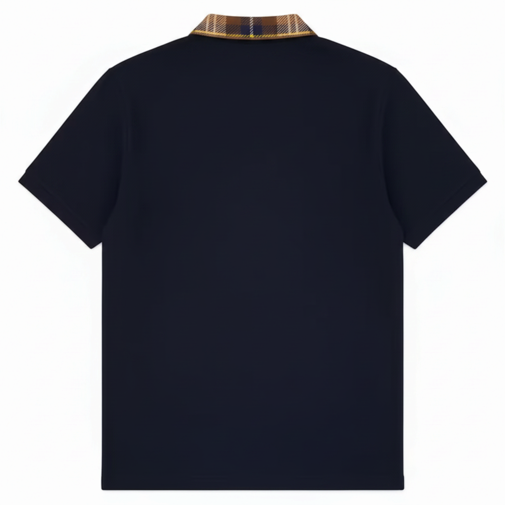 Lyle & Scott - Mens Tartan Collar Polo Shirt - Dark Navy / Brown - SP2531V Y652 - Wildvine Clothing, Spalding, Lincolnshire
