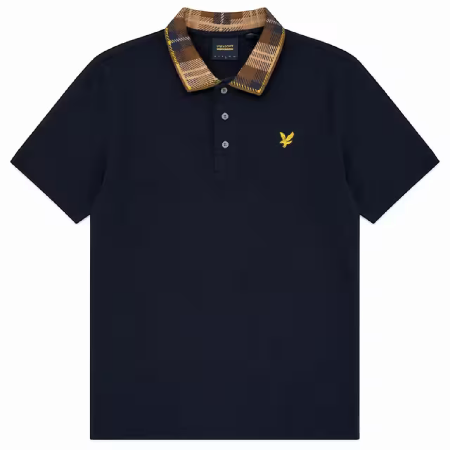 Lyle & Scott - Mens Tartan Collar Polo Shirt - Dark Navy / Brown - SP2531V Y652 - Wildvine Clothing, Spalding, Lincolnshire
