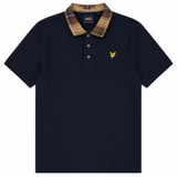 Lyle & Scott - Mens Tartan Collar Polo Shirt - Dark Navy / Brown - SP2531V Y652 - Wildvine Clothing, Spalding, Lincolnshire