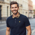Lyle & Scott - Mens Tartan Collar Polo Shirt - Dark Navy / Brown - SP2531V Y652 - Wildvine Clothing, Spalding, Lincolnshire