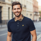 Lyle & Scott - Mens Tartan Collar Polo Shirt - Dark Navy / Brown - SP2531V Y652 - Wildvine Clothing, Spalding, Lincolnshire