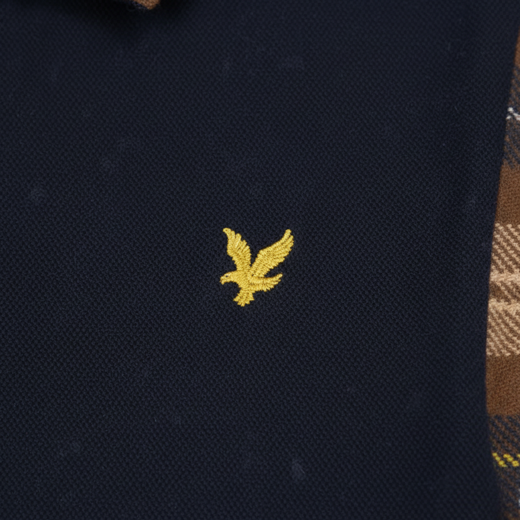 Lyle & Scott - Mens Tartan Collar Polo Shirt - Dark Navy / Brown - SP2531V Y652 - Wildvine Clothing, Spalding, Lincolnshire