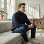Fynch-Hatton - Mens Knitwear - Rollneck, Structure - Navy 690 - Wildvine Clothing, Spalding, Lincolnshire