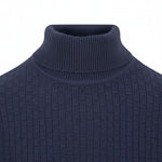 Fynch-Hatton - Mens Knitwear - Rollneck, Structure - Navy 690 - Wildvine Clothing, Spalding, Lincolnshire