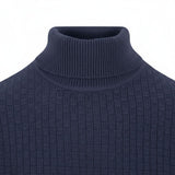 Fynch-Hatton - Mens Knitwear - Rollneck, Structure - Navy 690 - Wildvine Clothing, Spalding, Lincolnshire