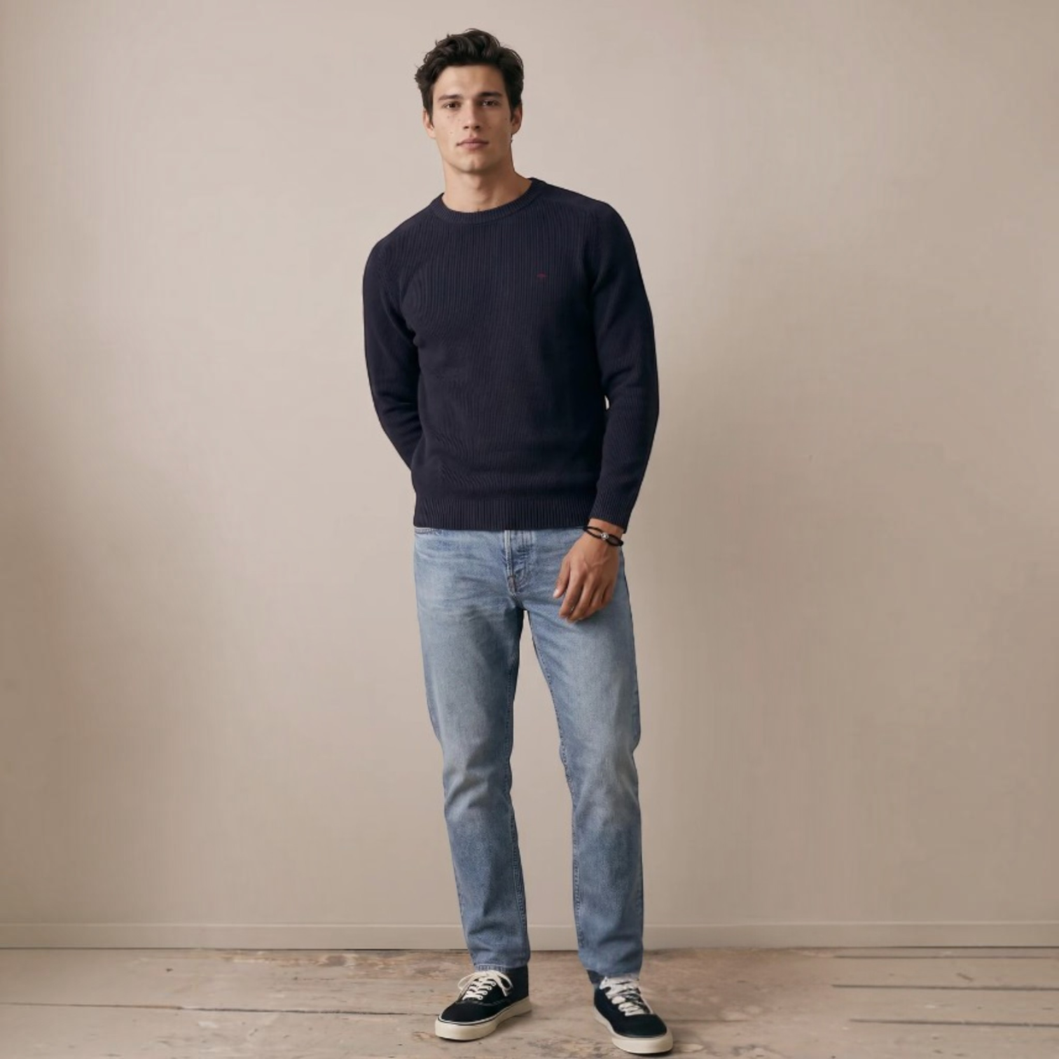 Fynch-Hatton - Mens Knitwear - Super Structure / Super Soft - O'Neck - Navy 1609208 690 - Wildvine Clothing, Spalding, Lincolnshire