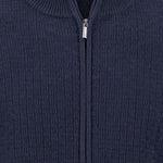 Fynch-Hatton - Mens Knitwear - Cardigan Stand-Up Strucutre - Navy 690 - Wildvine Clothing, Spalding, Lincolnshire