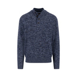 Fynch-Hatton - Mens Knitwear - Buttoned Troyer, Twisted Mouline - Navy 690 - Wildvine Clothing, Spalding, Lincolnshire