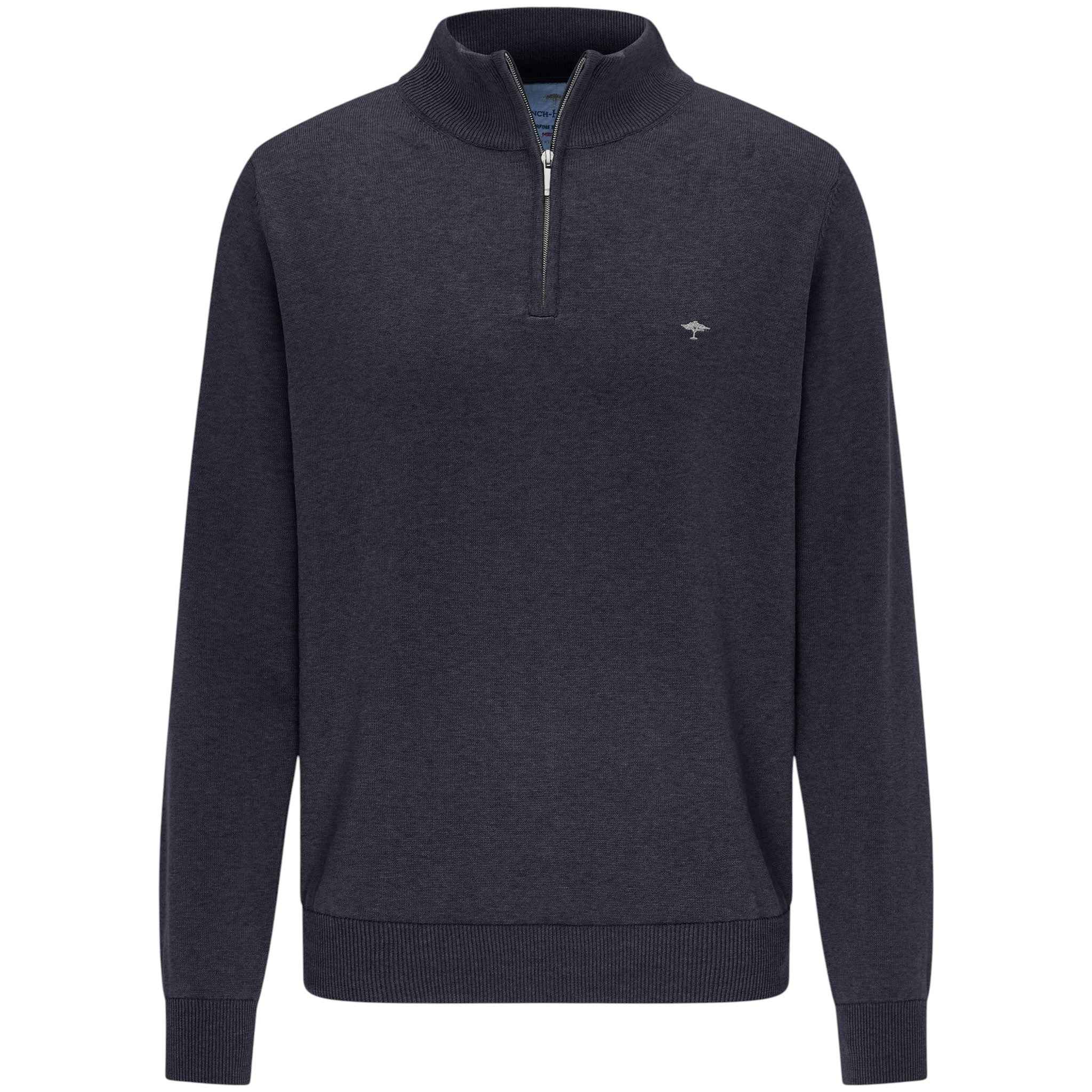 Fynch-Hatton - Mens Knitwear - Zip Troyer - Navy - Wildvine Clothing, Spalding, Lincolnshire