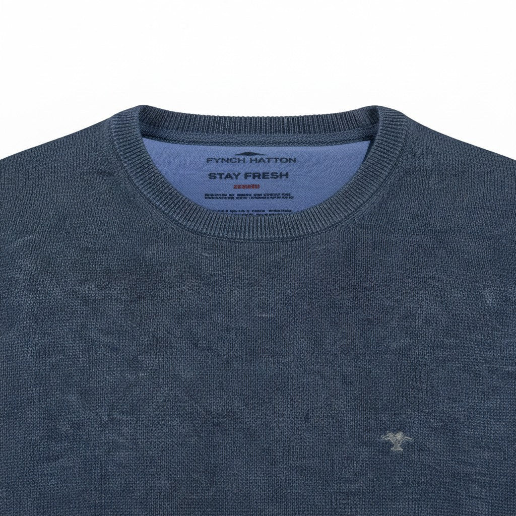 Fynch-Hatton - Mens Knitwear - O-Neck, Superfine - Night - Wildvine Clothing, Spalding, Lincolnshire
