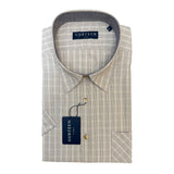 Gurteen - Mens - Seville - Modern Fit / Short Sleeved - Oatmeal Check 805 - Wildvine Clothing, Spalding, Lincolnshire