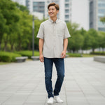 Gurteen - Mens - Seville - Modern Fit / Short Sleeved - Oatmeal Check 805 - Wildvine Clothing, Spalding, Lincolnshire