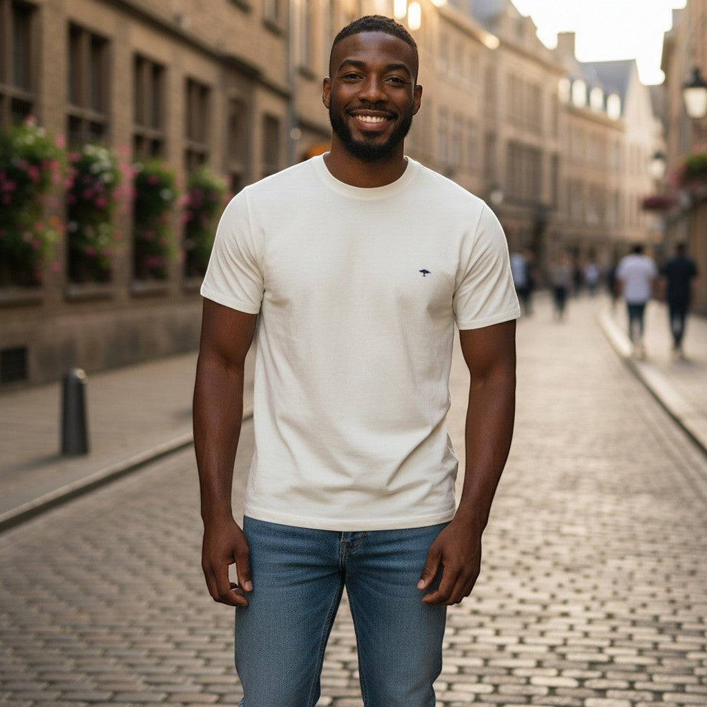 Fynch-Hatton - Mens T-Shirt - Premium Cotton - Off White - Wildvine Clothing, Spalding, Lincolnshire