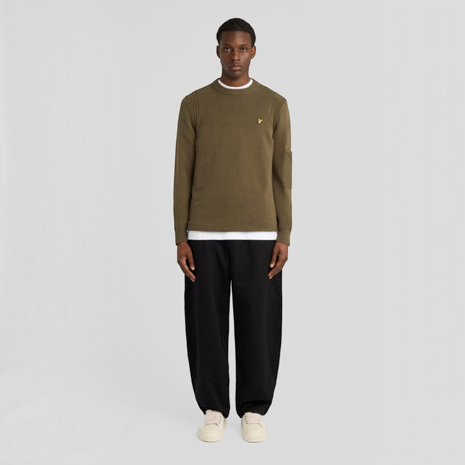 Lyle & Scott - Mens Rib Insert Crew Neck Jumper - True Olive - Y294 - Wildvine Clothing, Spalding, Lincolnshire