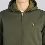 WILDVINE Clothing Co. Lyle & Scott olive green padded hooded zip-through jacket with signature yellow eagle logo