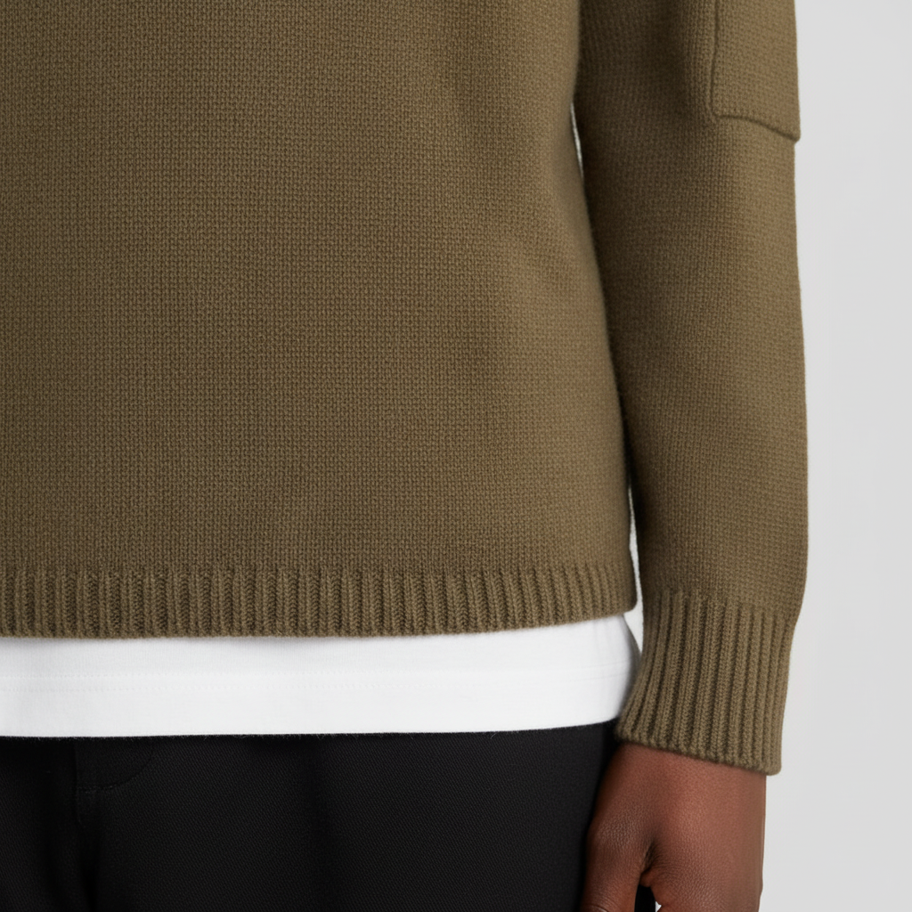 Lyle & Scott - Mens Rib Insert Crew Neck Jumper - True Olive - Y294 - Wildvine Clothing, Spalding, Lincolnshire