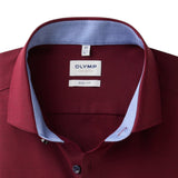OLYMP - Mens Shirt - Level Five Body Fit - Dark Red - Wildvine Clothing, Spalding, Lincolnshire
