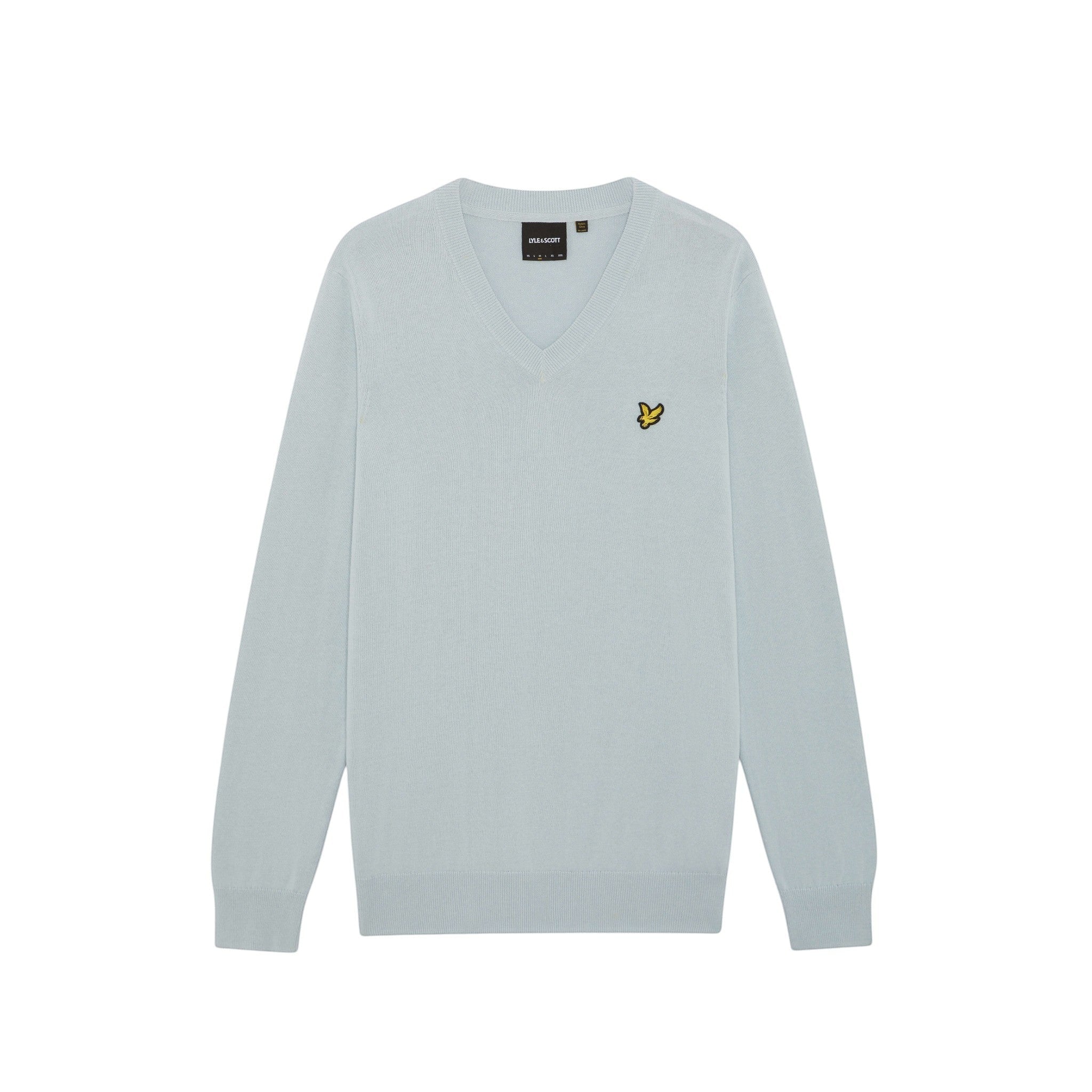 Lyle & Scott - Mens Cotton V Neck Jumper - Opal Blue - KN2492V W596 - Wildvine Clothing, Spalding, Lincolnshire