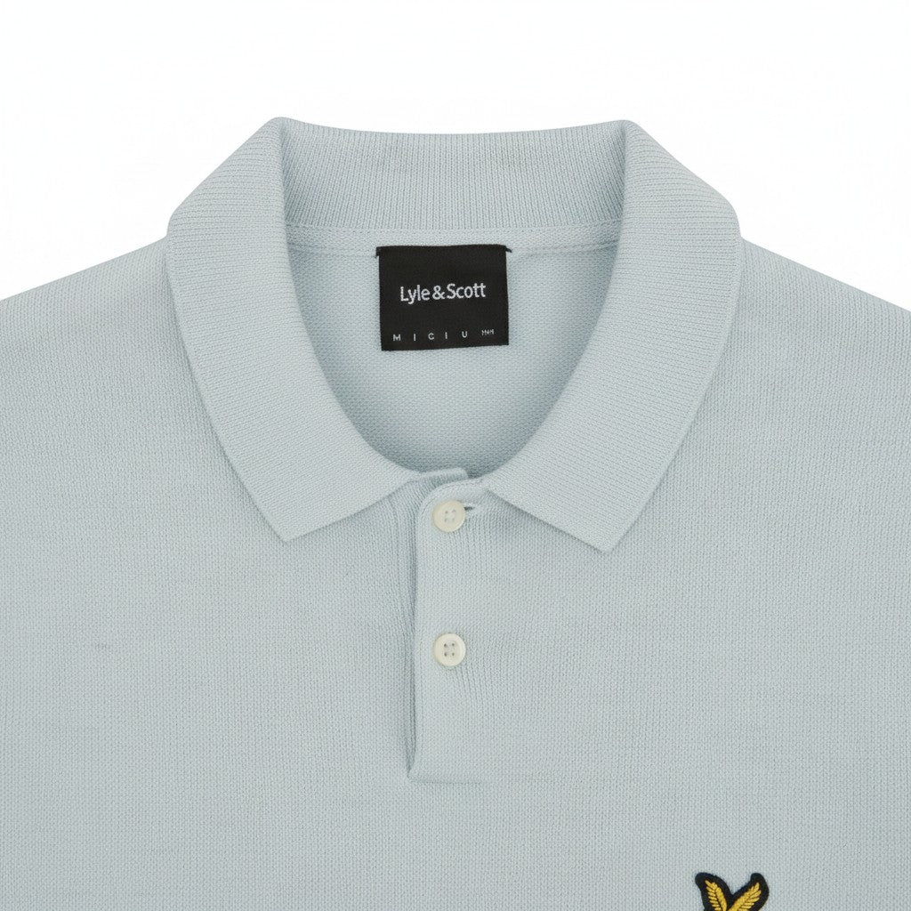 Lyle & Scott - Mens Cotton Short Sleeve Knitted Polo - Opal Blue - KN2412V W596 - Wildvine Clothing, Spalding, Lincolnshire